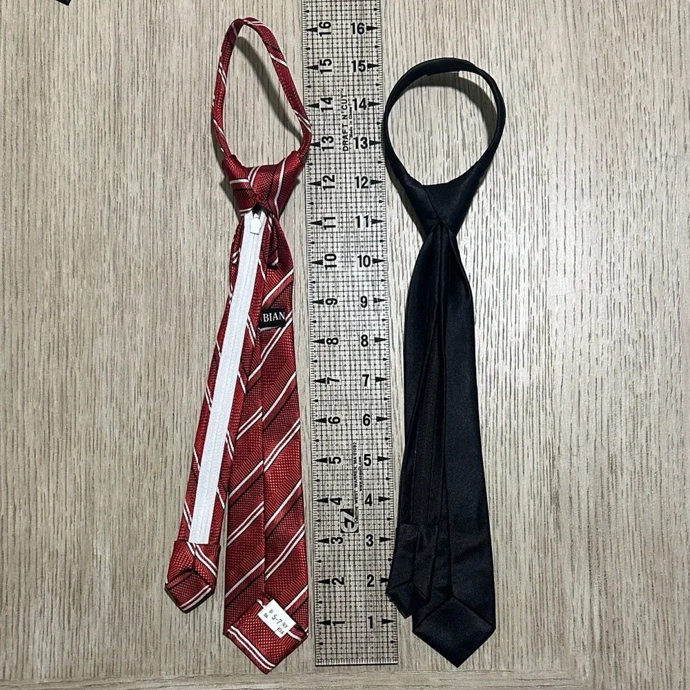 Set of 5 Kids Adjustable Zipper Ties in Blue(2.5”W), Black(2”W) and Red(2”W)